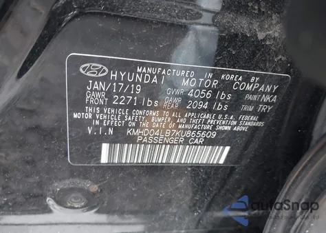 2019 Hyundai Elantra Sport from USA, damaged, VIN KMHD04LB7KU865609
